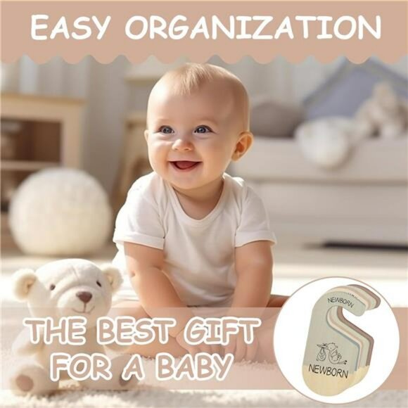 Baby closet dividers wooden size labels nursery clothes organizer newborn toddle - Picture 5 of 8